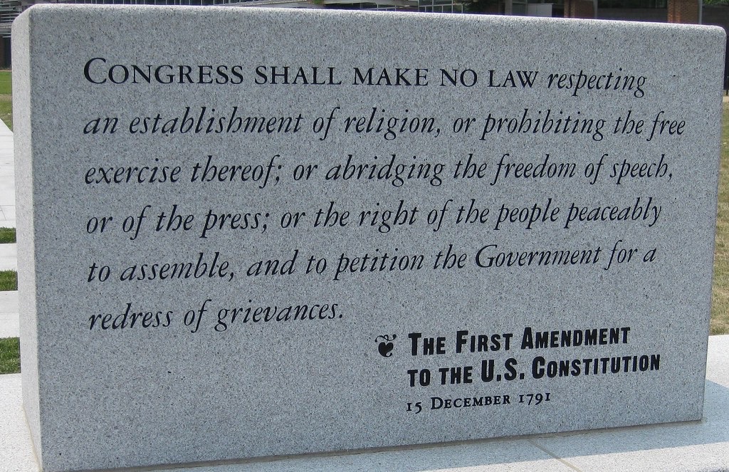 First Amendment to the US Constitution, Independence National Park, Philadelphia. Source for photo above: Flickr.com
